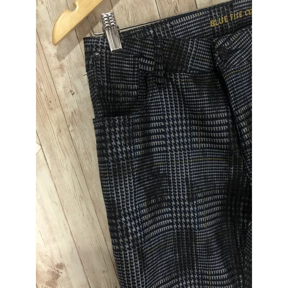 Blue Fire Co Pants Mens 31x29 Plaid Business Chino Blue Career Stretch N240